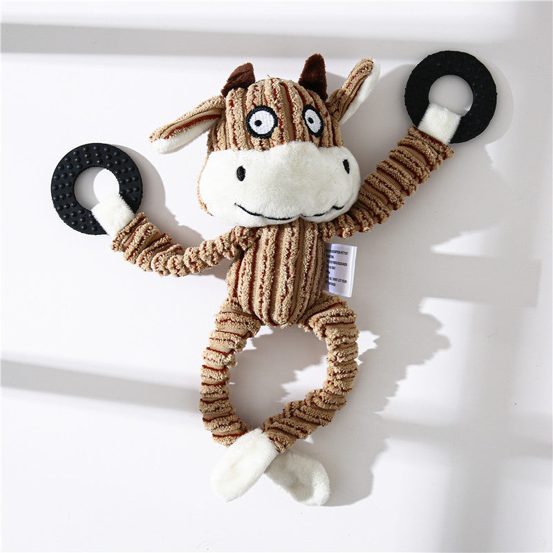 Pet Toy Donkey Shape Corduroy Chew Toy For Dogs Puppy Squeaker