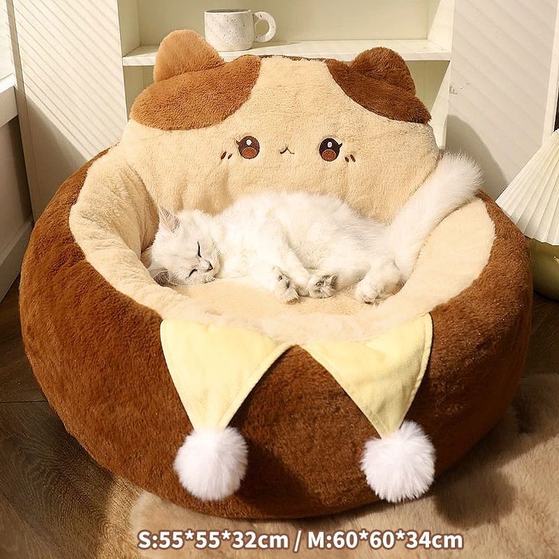 Cats Sofa Dogs Bed Round Cat Pad Mattress Winter Warm