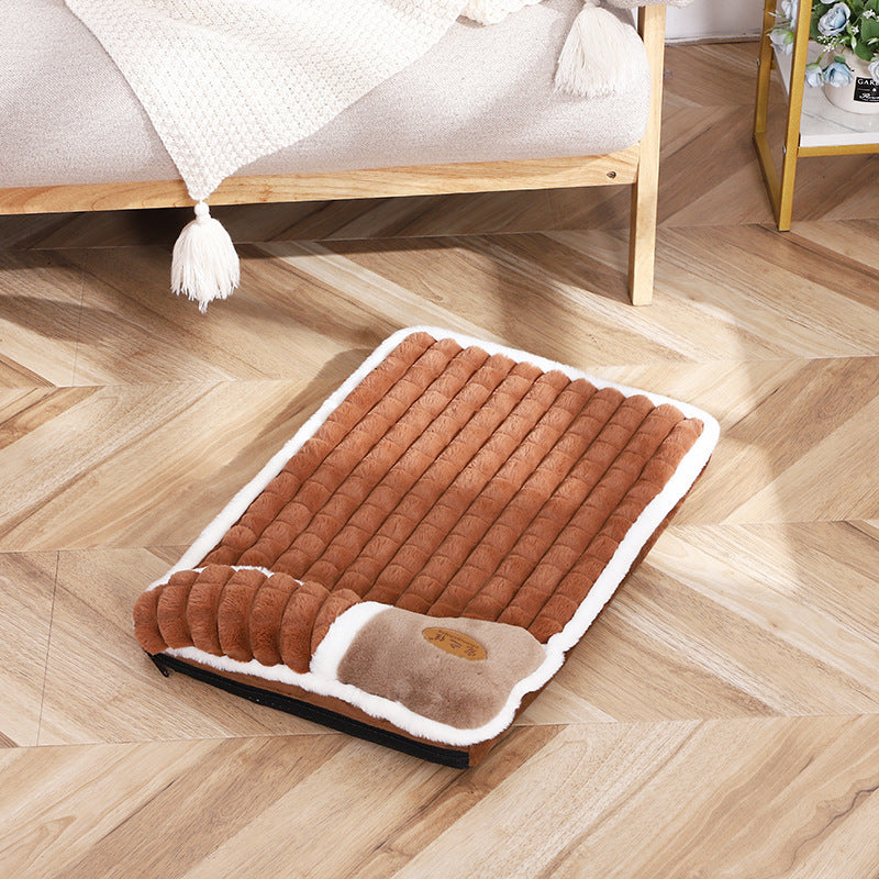 Large Grid Rabbit Fur Pet Floor Mat