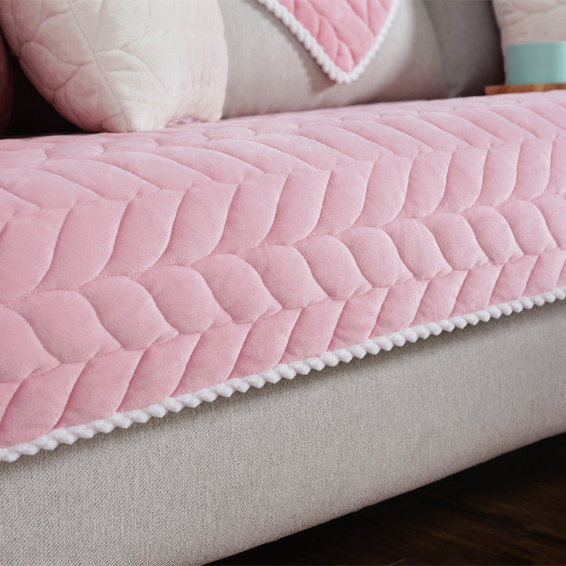 Thicken Plush Quilted Sofa Towel Universal Sectional Sofa Cover Anti-slip Couch