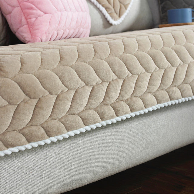 Thicken Plush Quilted Sofa Towel Universal Sectional Sofa Cover Anti-slip Couch