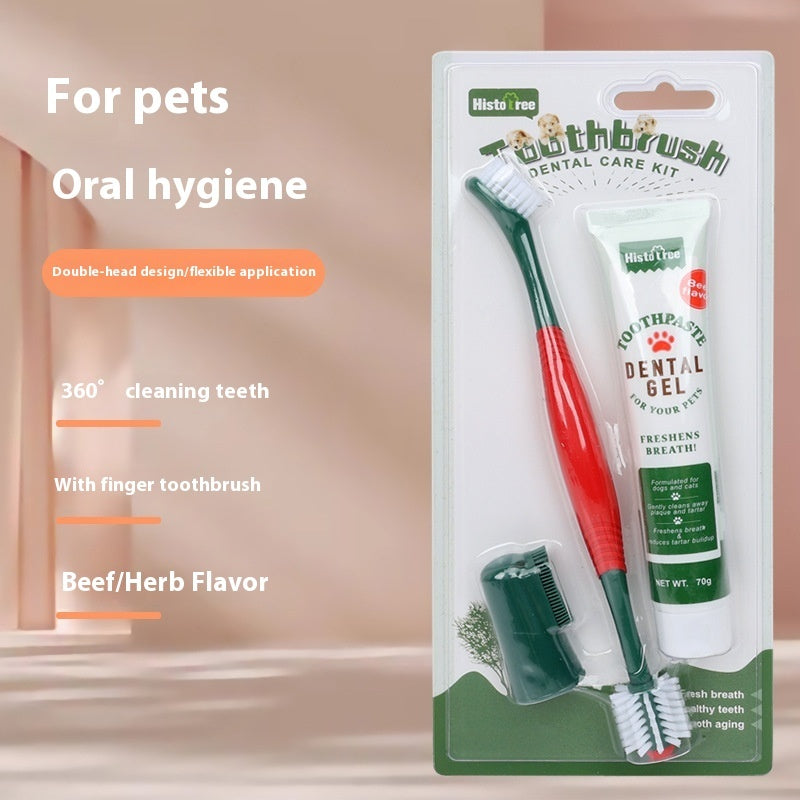 Pet Toothpaste Toothbrush Set Cat And Dog Finger Stall Cleaning Pet Supplies