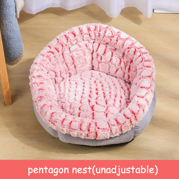 Pet Bed Soft Non-Slip Plush Kennel Round Cat Dog Nest Cushion