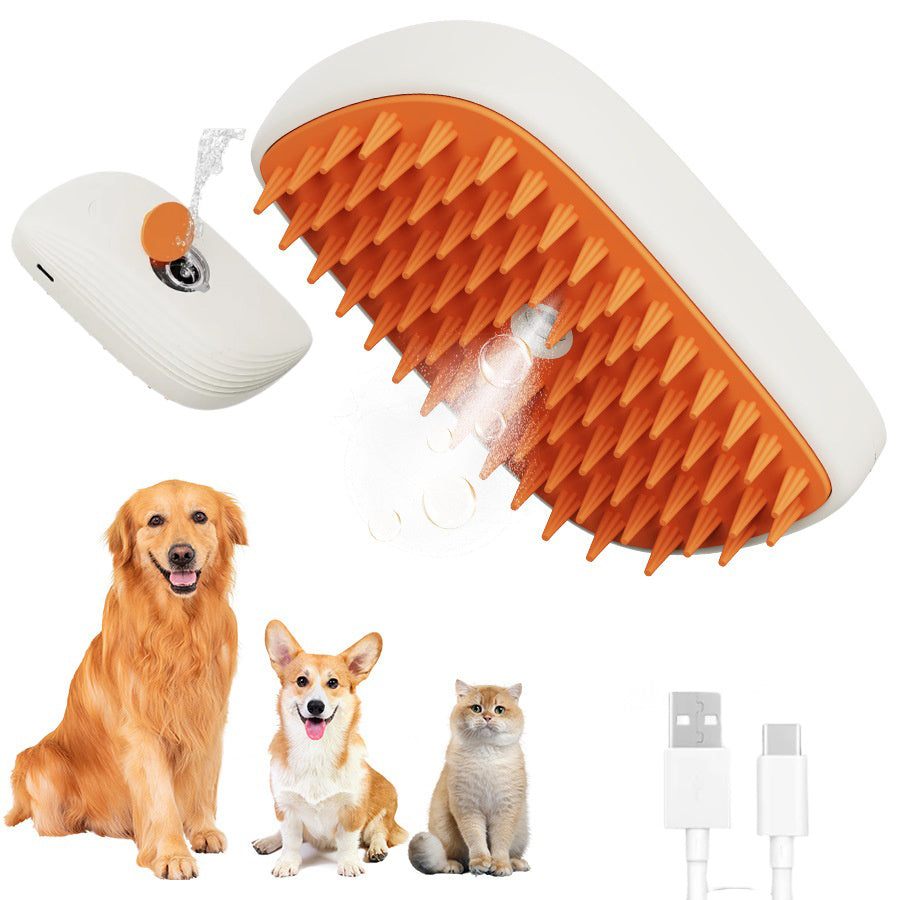 USB Rechargeable Pets Steam Brush Spray Massage Comb Pet Grooming