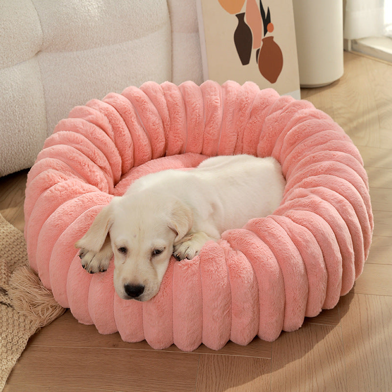 Pet Kennels Long Plush Round Cat Nest Winter Warm