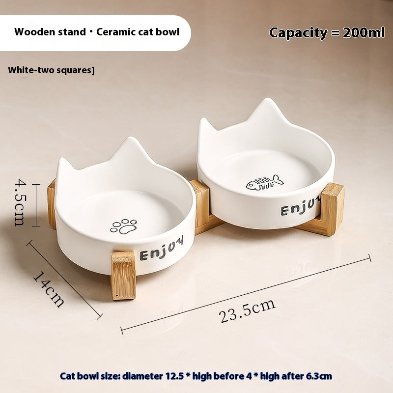 2-in-1 Cat Food Bowl Pet Water Bowl Anti-tumble