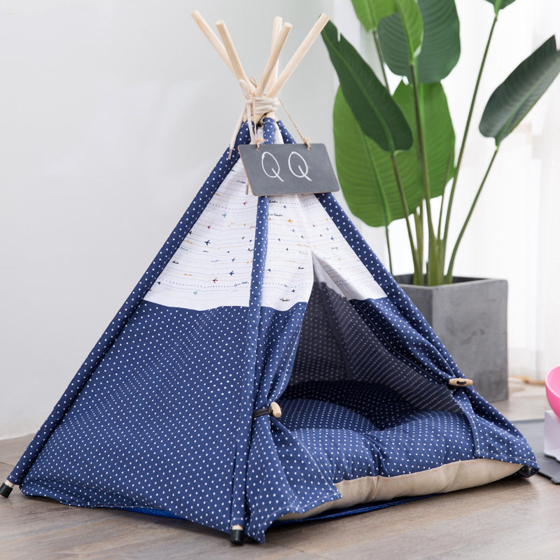 Pet Tent Small And Medium Dog Canvas Fabric Wooden Nest