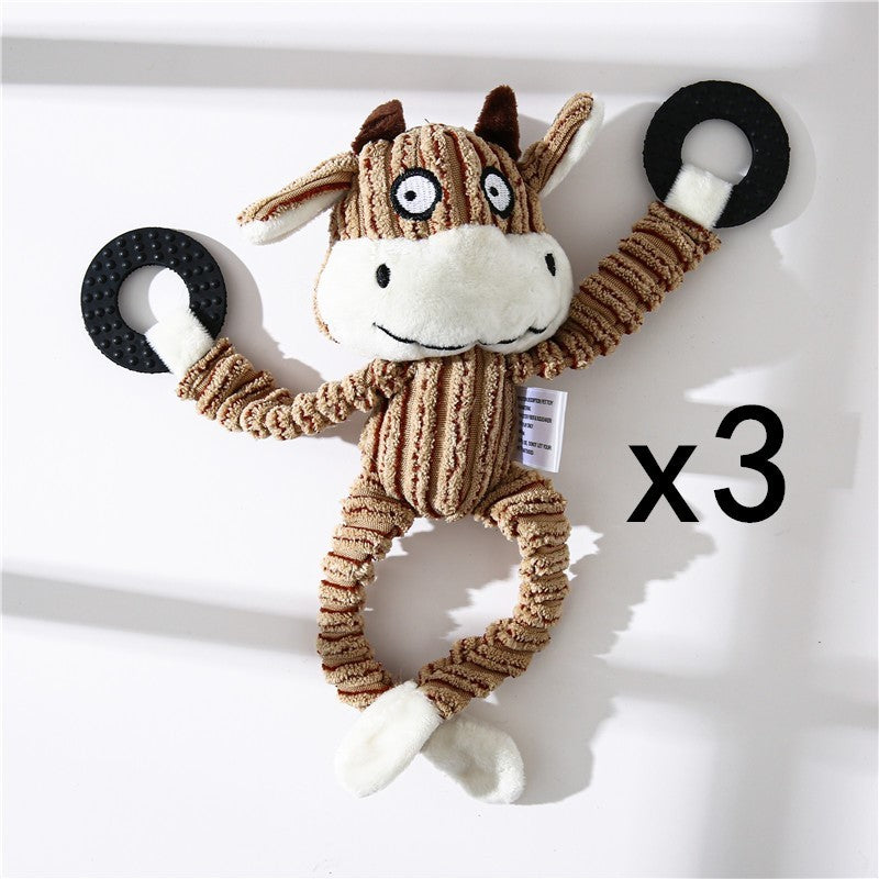 Pet Toy Donkey Shape Corduroy Chew Toy For Dogs Puppy Squeaker