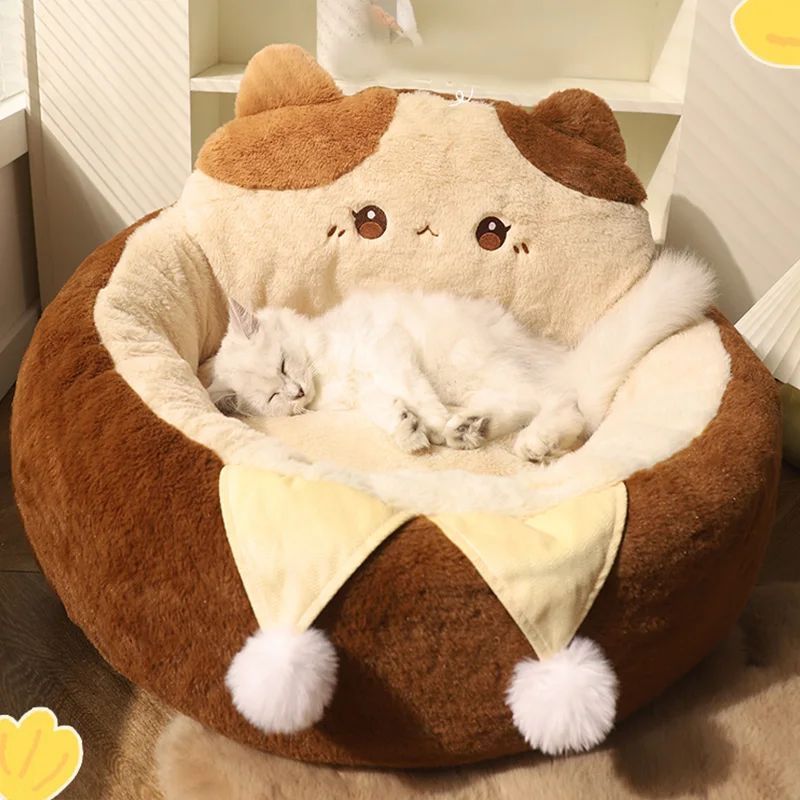 Cats Sofa Dogs Bed Round Cat Pad Mattress Winter Warm