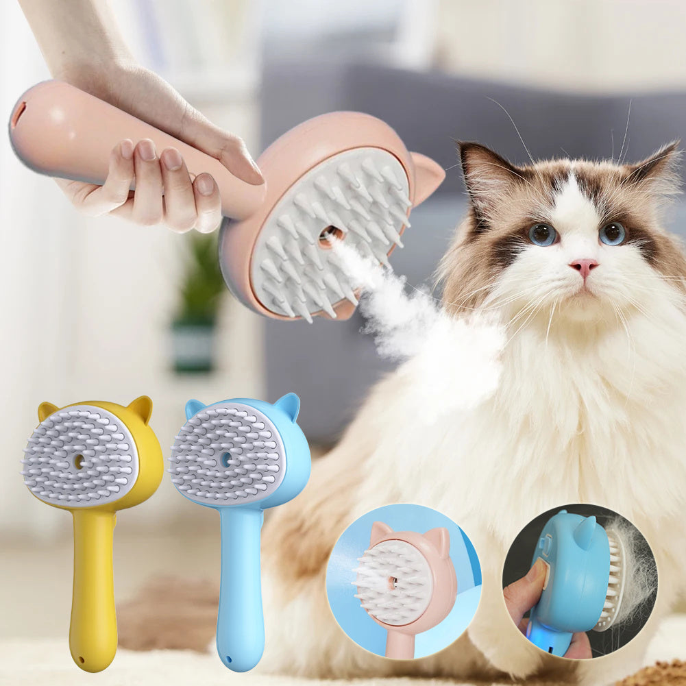 Hair Cleaning Brush With Mist Multifunctional Cat Grooming Brush Rechargeable