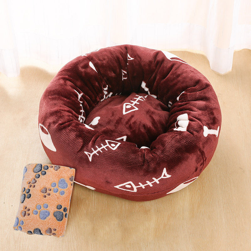 Autumn And Winter Thick Plush Round Pet Nest Mat