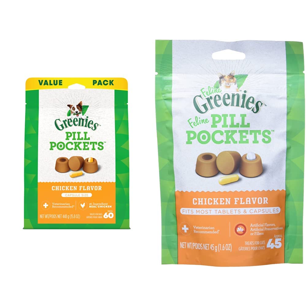 GREENIES PILL POCKETS Dog Treats Tablet Size Natural Soft Chicken Flavor, (30 Treats) 3.2oz. Pack