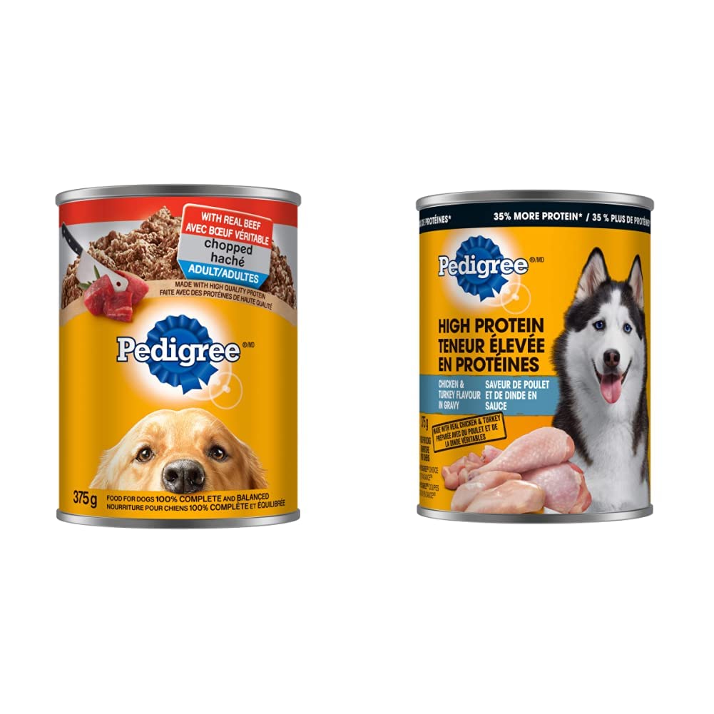 PEDIGREE CHOPPED Adult Wet Dog Food, Ground Dinner Chicken, 375g Can (12 Pack)