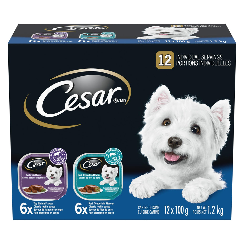 CESAR Filets In Sauce: 6 Roasted Turkey Flavour And 6 Prime Rib Flavour, 12x100g Trays