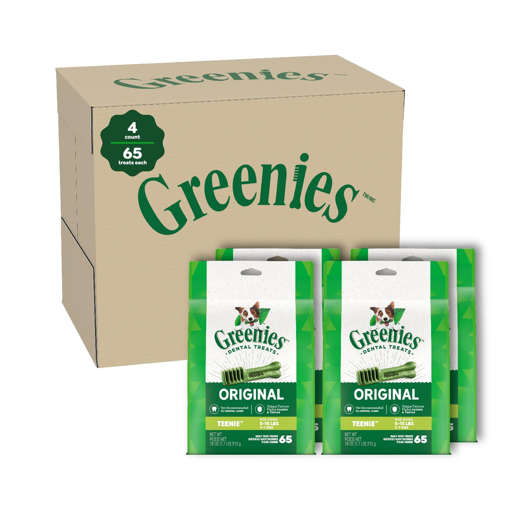 GREENIES Adult Dog Treats Original TEENIE Natural Dental Care, (130 Treats) 36oz. Pack