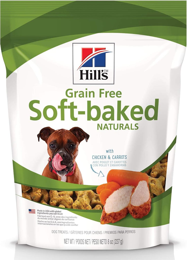 Hills Grain Free Soft-Baked Naturals Dog Treats, with Chicken & Carrots, 8 oz bag