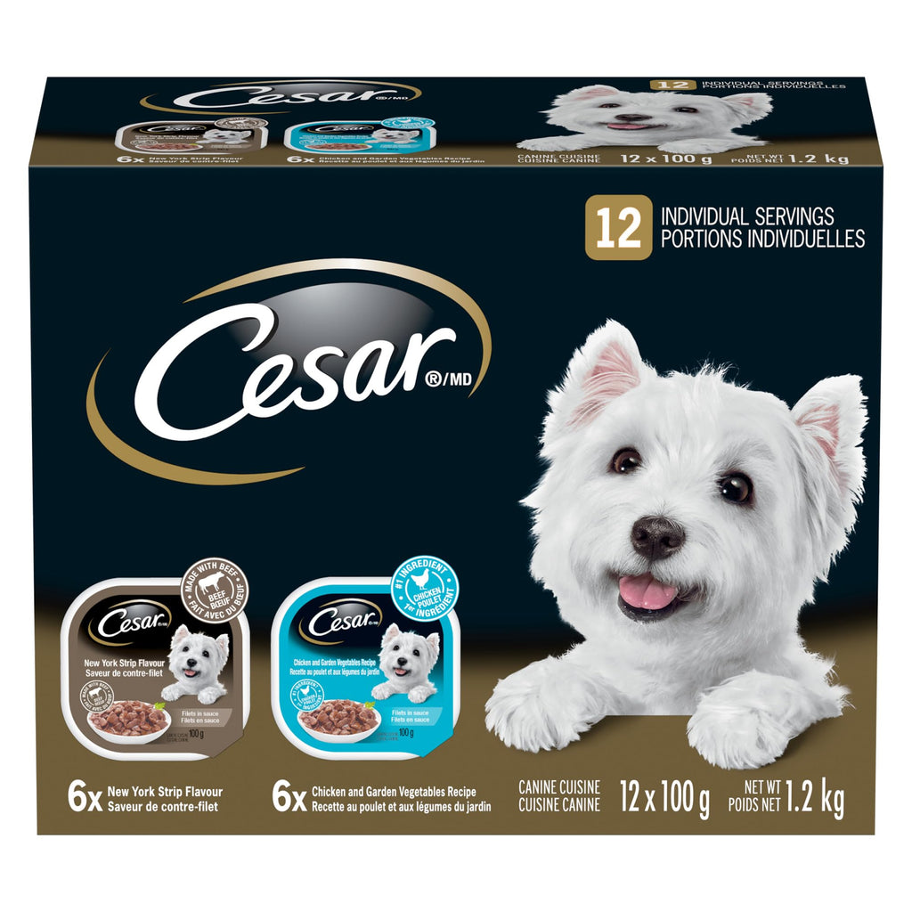 CESAR Filets In Sauce: 6 Roasted Turkey Flavour And 6 Prime Rib Flavour, 12x100g Trays