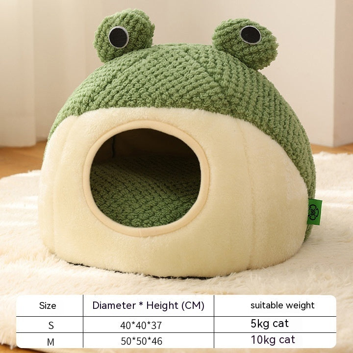 Pet Cat Dog Nest Little Frog Series Warm Plush Mat Autumn Winter