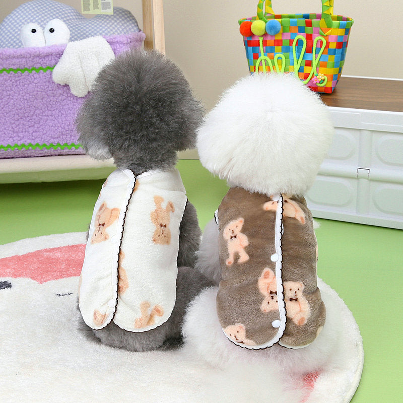 Crescent Bear Warm Fluffy Vest Teddy Cute Pet Dog Clothes