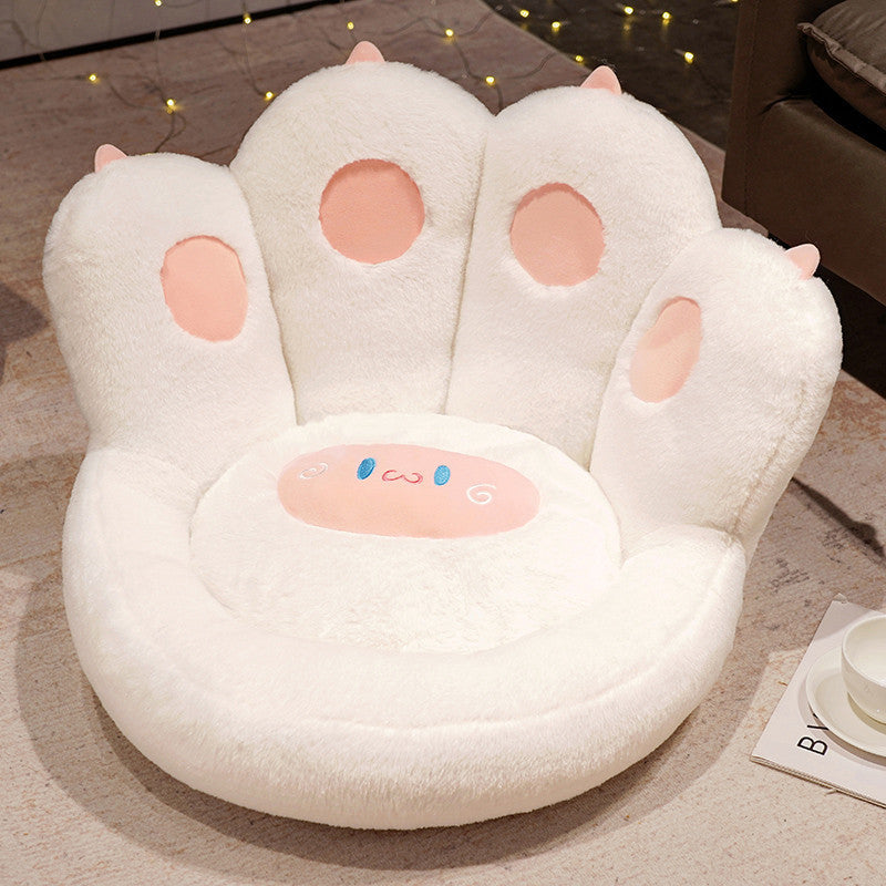 Cute Seat Cushion Cat Paw Shape Floor Cushion With Detachable Sheep Plush