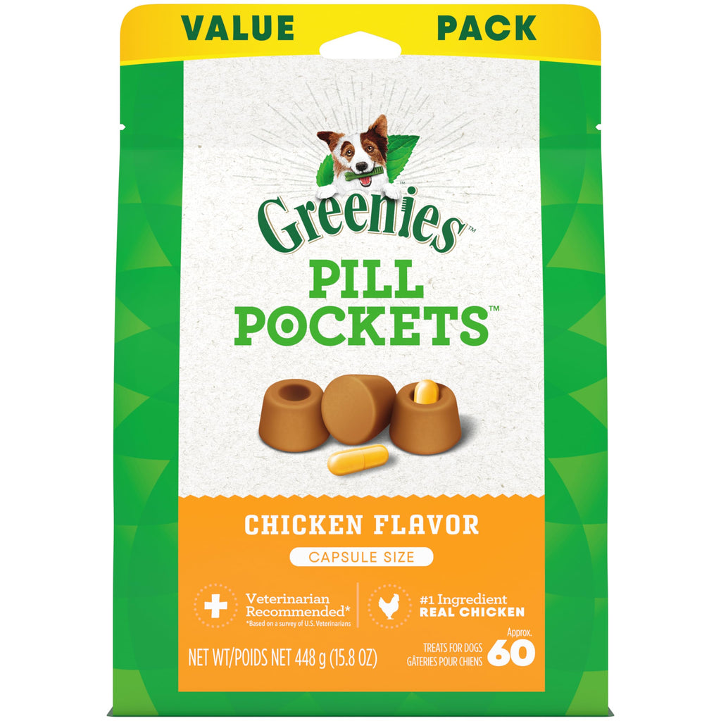 GREENIES PILL POCKETS Dog Treats Tablet Size Natural Soft Chicken Flavor, (30 Treats) 3.2oz. Pack