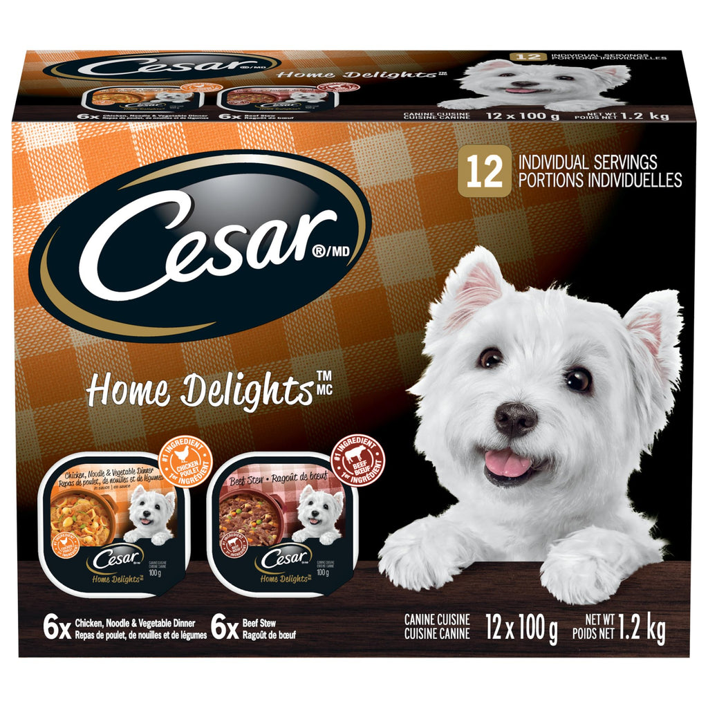 CESAR Filets In Sauce: 6 Roasted Turkey Flavour And 6 Prime Rib Flavour, 12x100g Trays