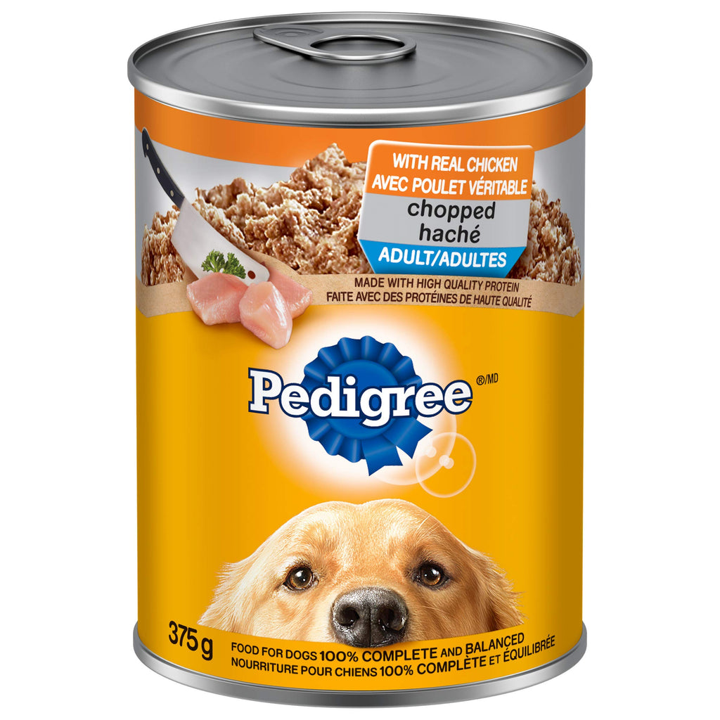 PEDIGREE CHOPPED Adult Wet Dog Food, Ground Dinner Chicken, 375g Can (12 Pack)