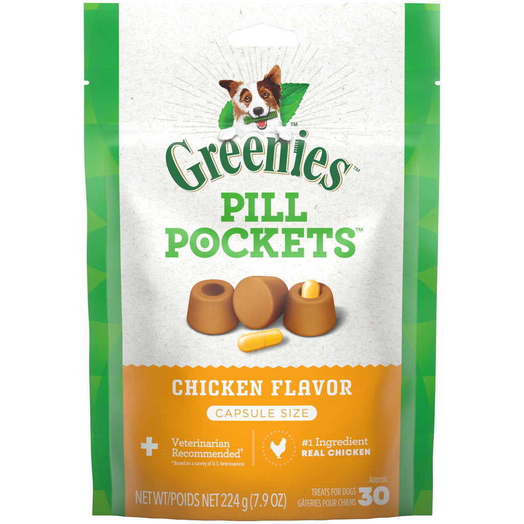 GREENIES PILL POCKETS Dog Treats Tablet Size Natural Soft Chicken Flavor, (30 Treats) 3.2oz. Pack