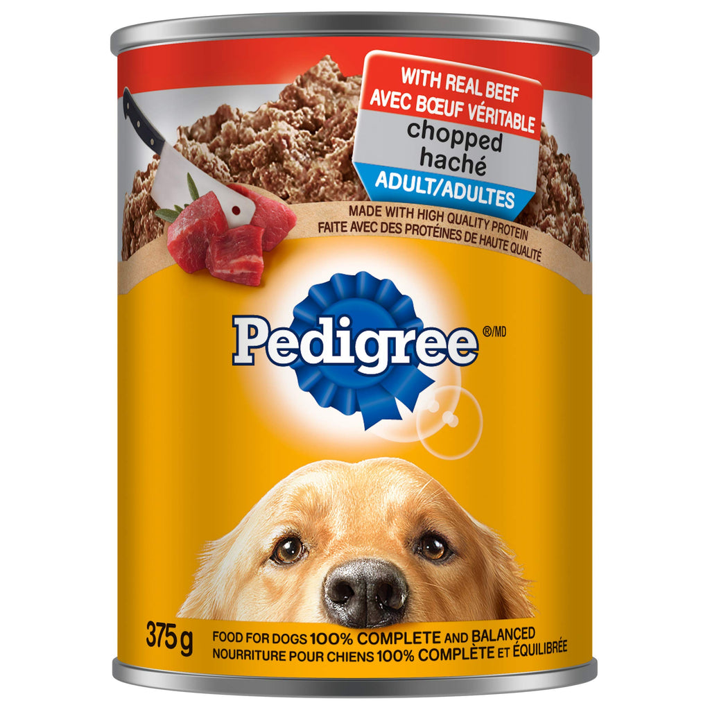 PEDIGREE CHOPPED Adult Wet Dog Food, Ground Dinner Chicken, 375g Can (12 Pack)