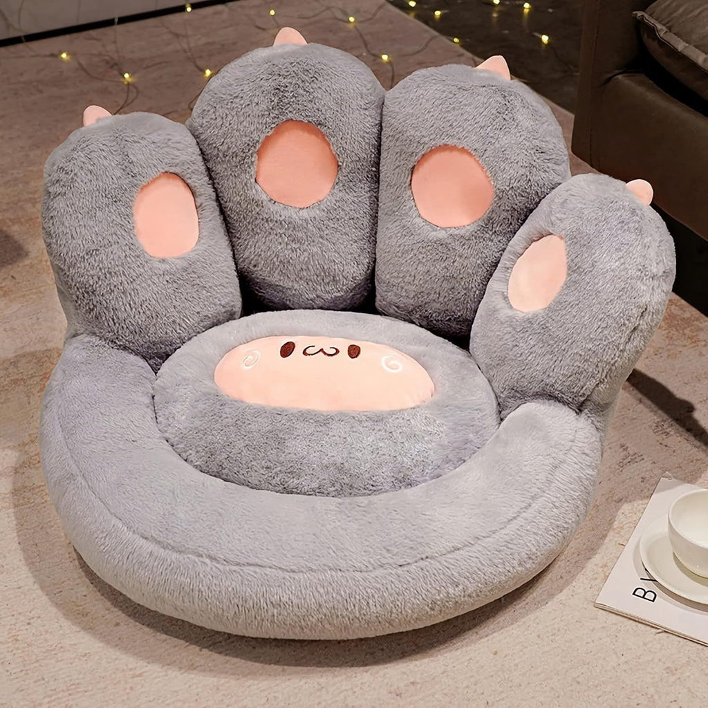 Cute Seat Cushion Cat Paw Shape Floor Cushion With Detachable Sheep Plush