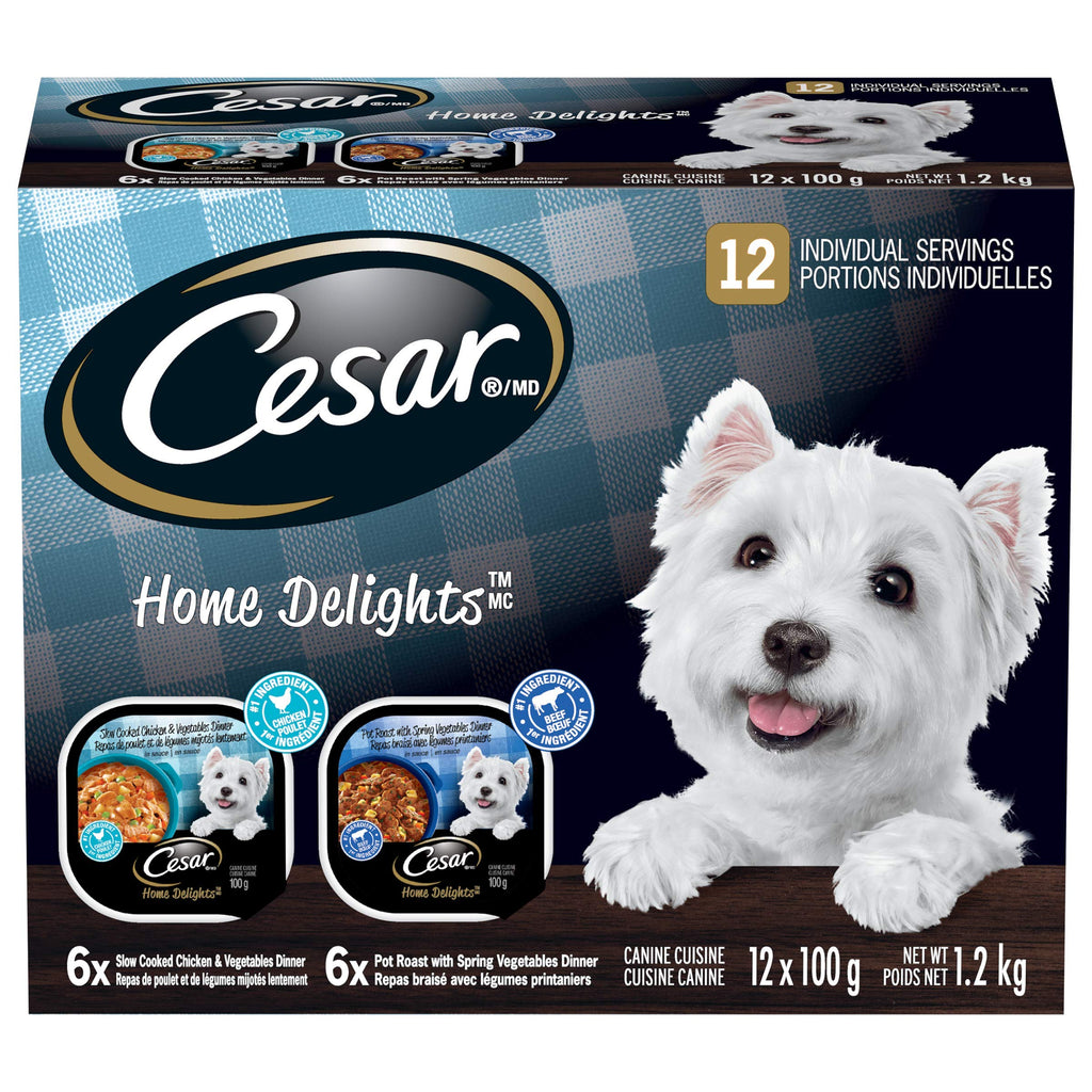 CESAR Filets In Sauce: 6 Roasted Turkey Flavour And 6 Prime Rib Flavour, 12x100g Trays