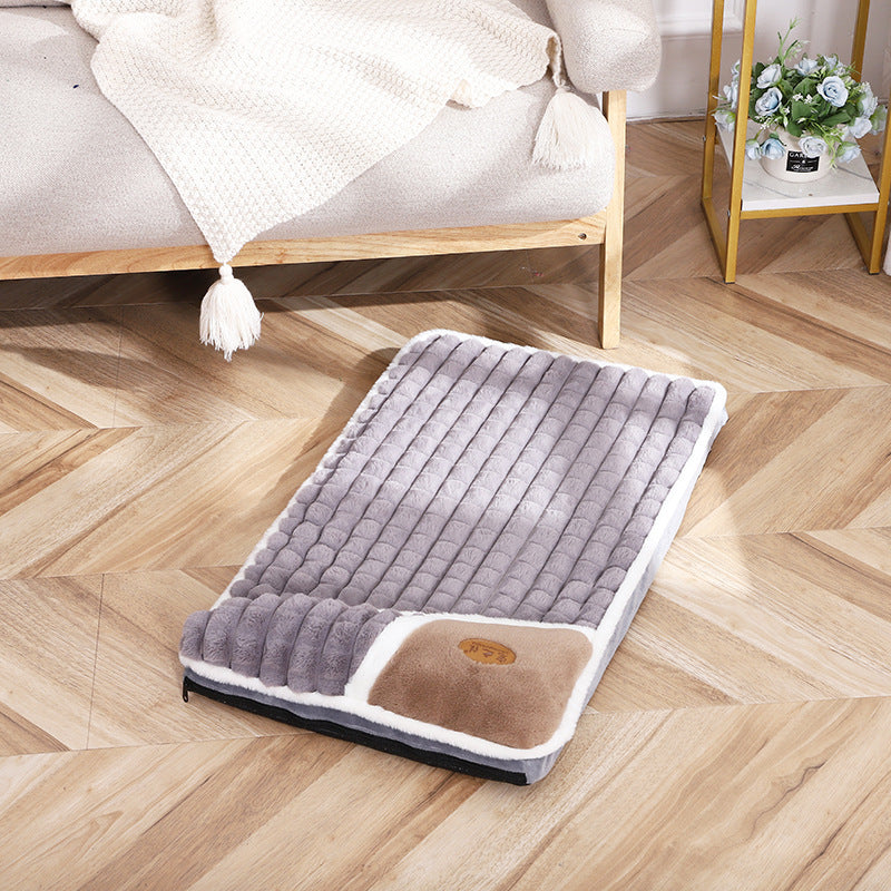 Large Grid Rabbit Fur Pet Floor Mat