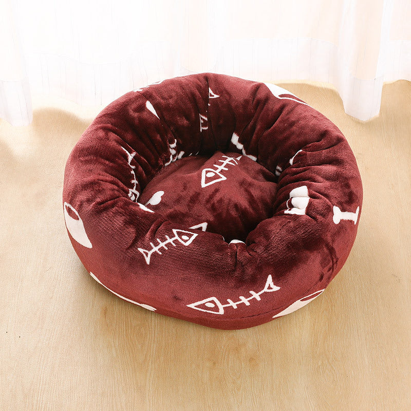 Autumn And Winter Thick Plush Round Pet Nest Mat