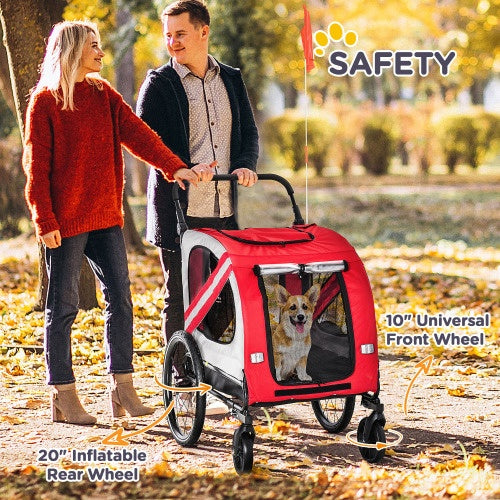 2-in-1 Pet Bike Trailer For Small Dogs