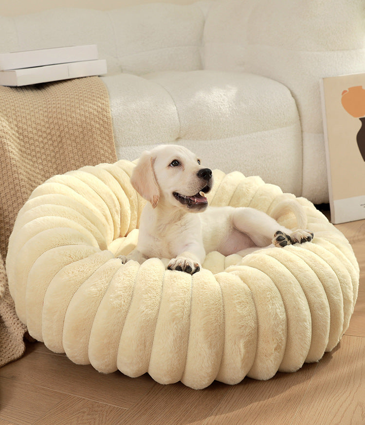 Pet Kennels Long Plush Round Cat Nest Winter Warm