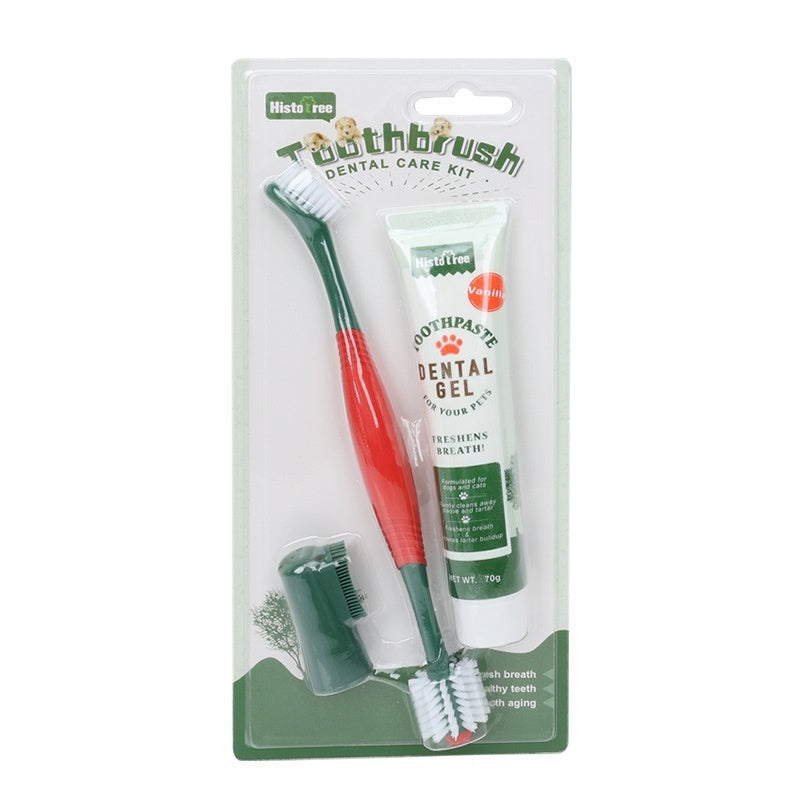 Pet Toothpaste Toothbrush Set Cat And Dog Finger Stall Cleaning Pet Supplies