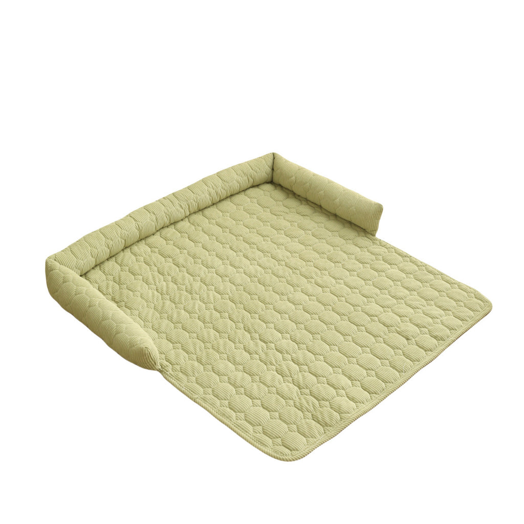 Corduroy Pet Dog Cat Bed Blanket Mat With Neck Pillow Thicken Soft