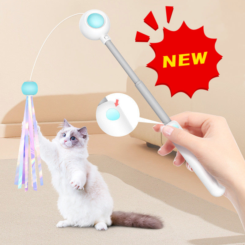 NEW 2-in-1 Retractable Cat Wand Toys Gravity Pet Laser Tease