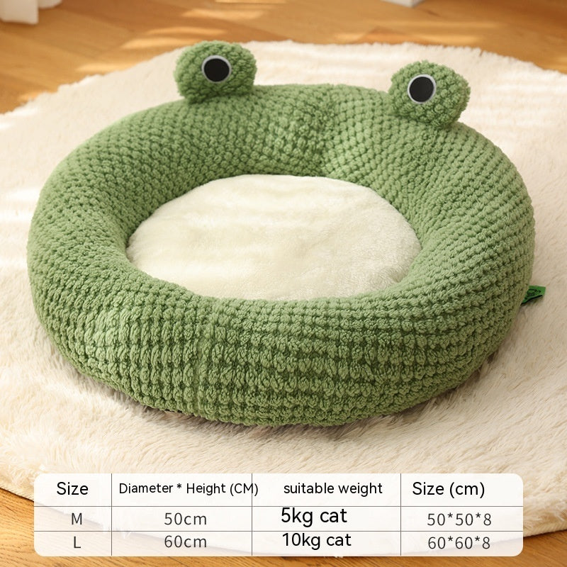 Pet Cat Dog Nest Little Frog Series Warm Plush Mat Autumn Winter