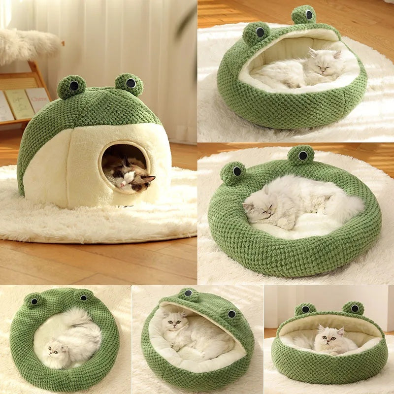 Pet Cat Dog Nest Little Frog Series Warm Plush Mat Autumn Winter