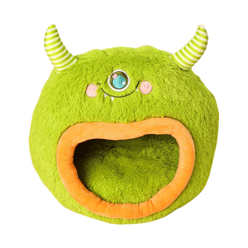 Fully Enclosed Safe And Cozy Cartoon Monster Pet Bed For Dogs And Cats