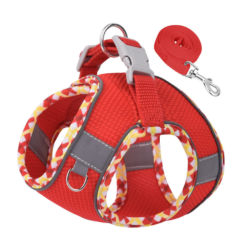 Pet Harness Reflective Plaid Covered Dog Hand Holding Vest Dog Rope